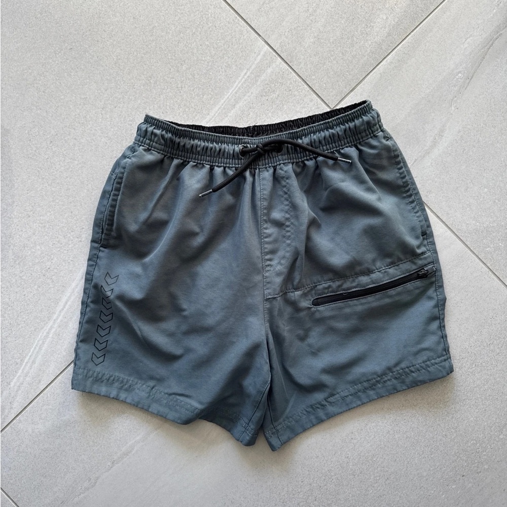 Gray Athletic Shorts with Zipper Pocket